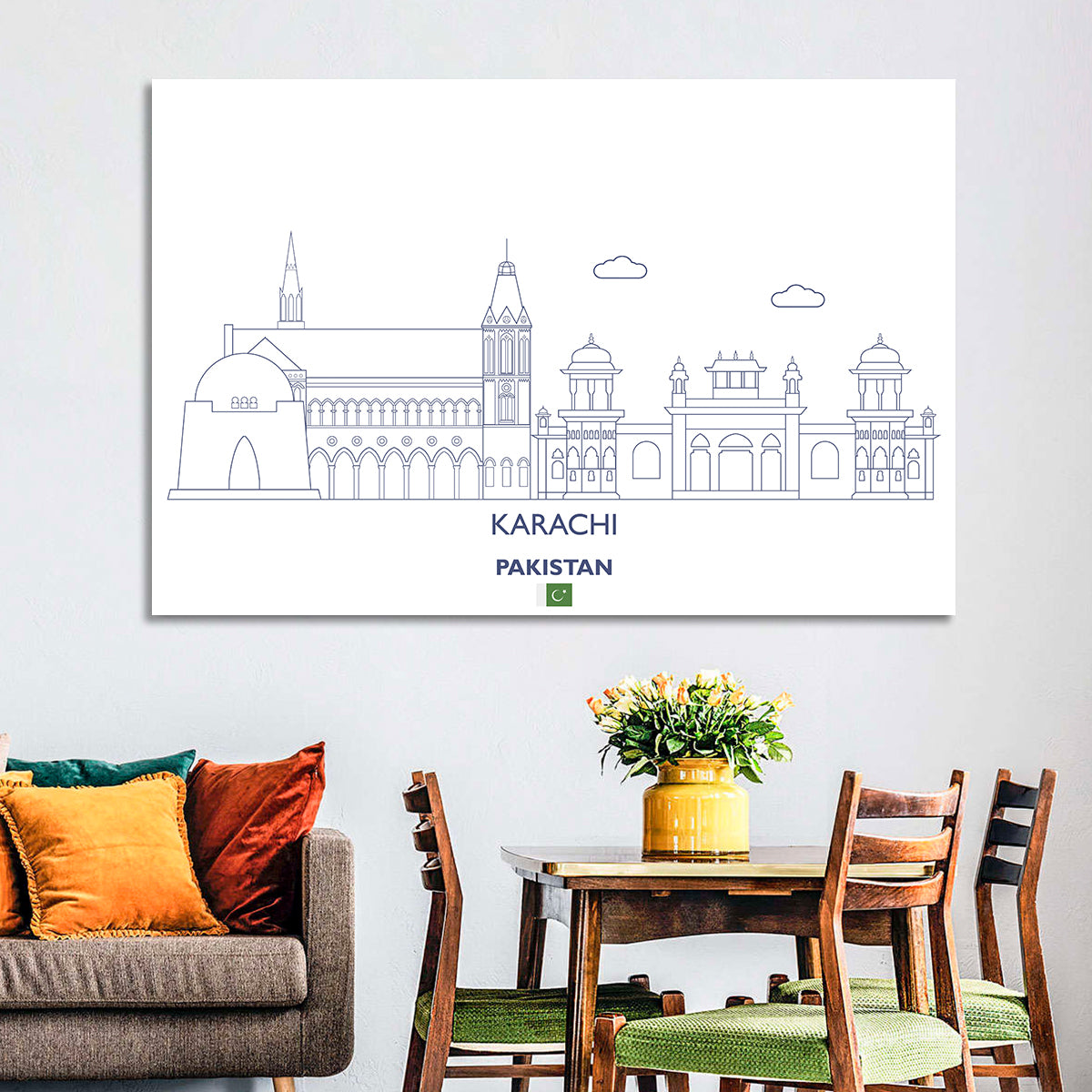 Karachi Skyline with Mazar-e-quaid Wall Art