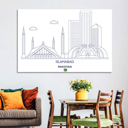 Islamabad Skyline Line Wall Art