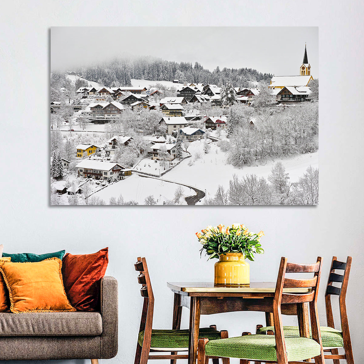 Oberstaufen Winter Village Wall Art