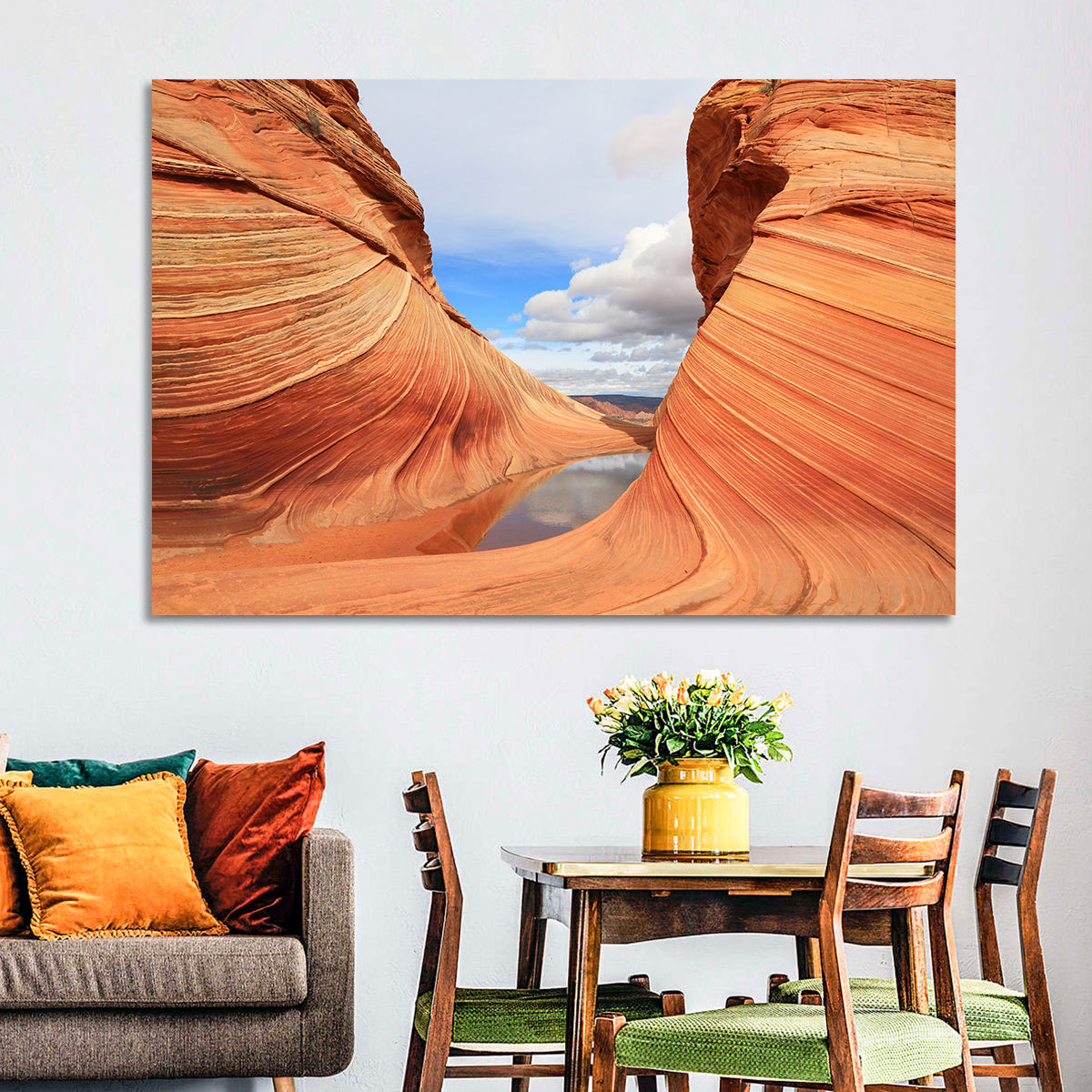 The Wave at Coyote Buttes Wall Art in a room, landscape
