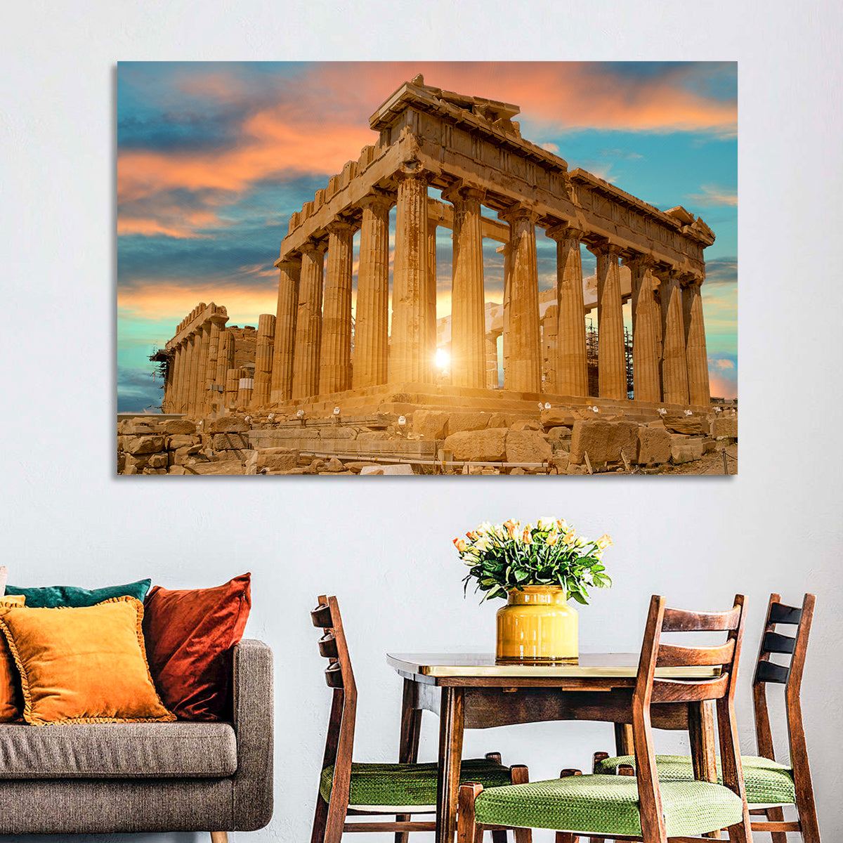 Parthenon at Sunset Wall Art in a room, landscape