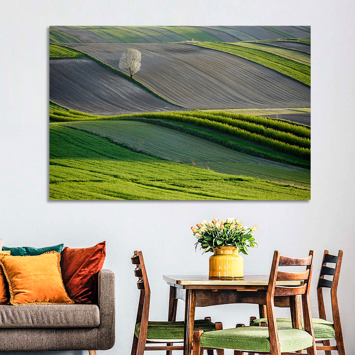 Springtime Polish Fields Wall Art in a room, landscape