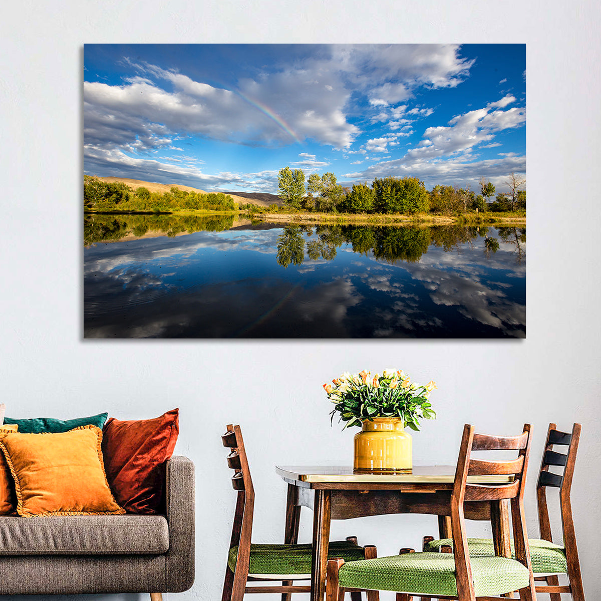 Boise River Rainbow Reflection Wall Art