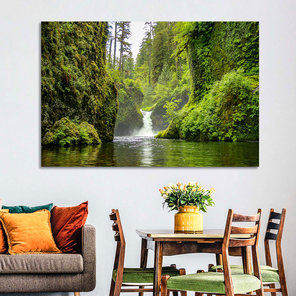 Punch Bowl Falls, Cascade Locks Wall Art in a room, landscape