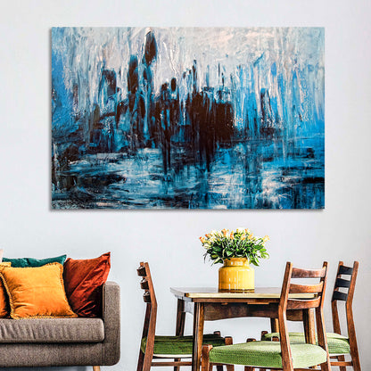 Rainy Abstract Skyline Reflection Wall Art