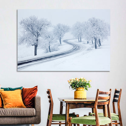 Misty Winter S-curve Road Wall Art