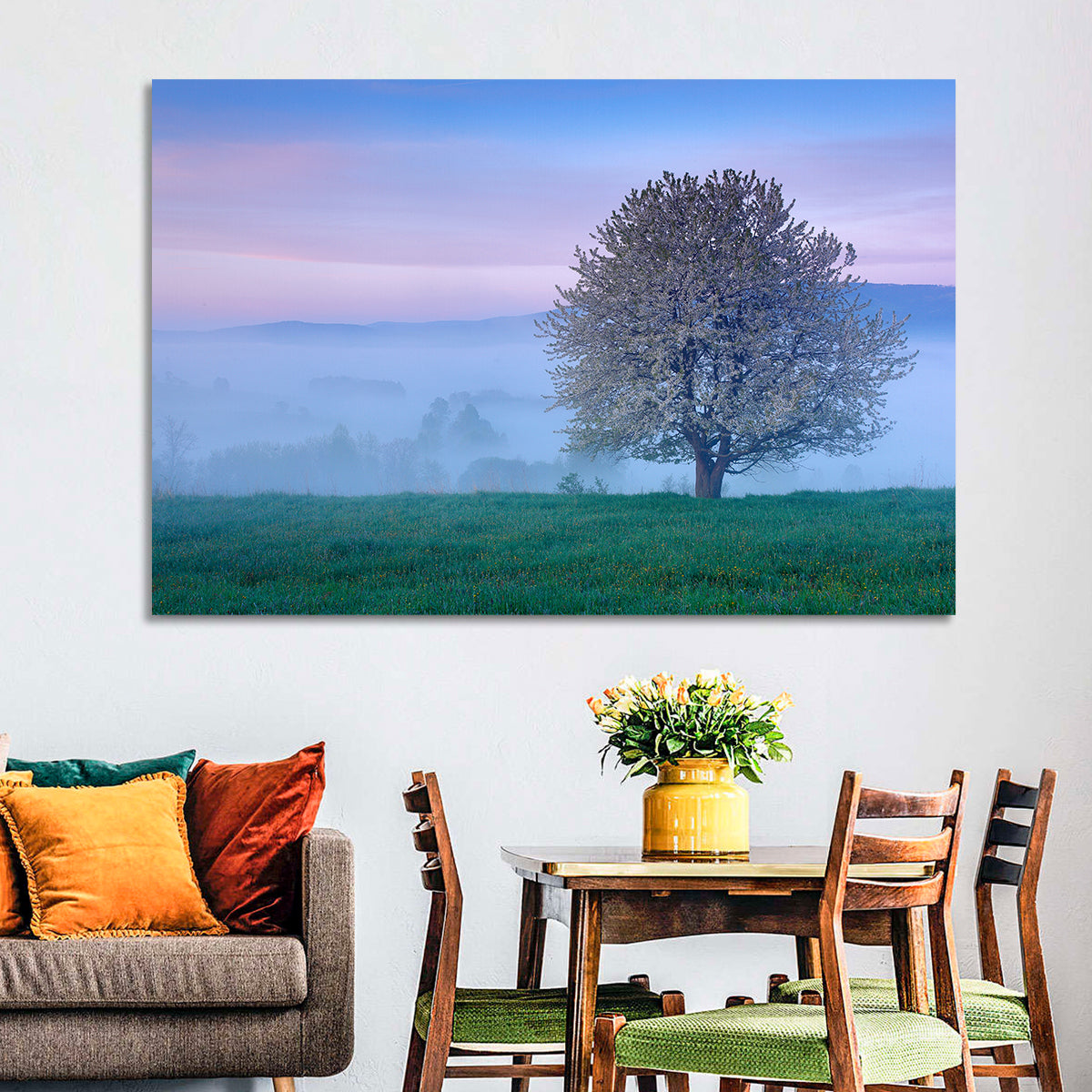 Misty Sumava Mountain Tree Wall Art