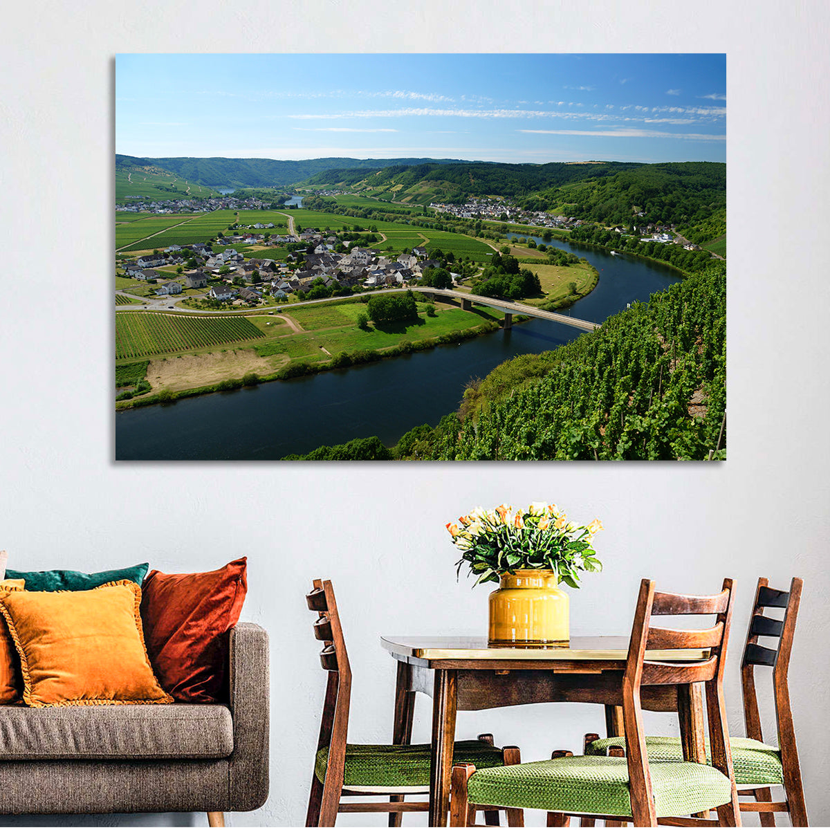 Piesport Moselle River View Wall Art in a room, landscape