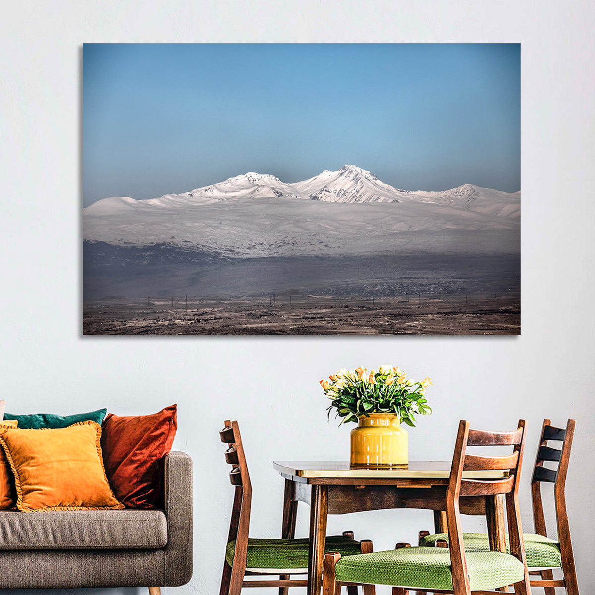 Mount Aragats Winter Landscape Wall Art in a room, landscape