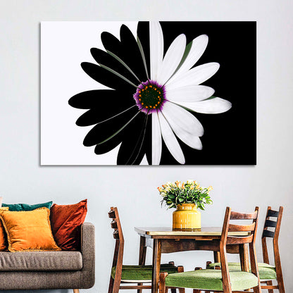 Black and White Daisy with Purple Ring Wall Art