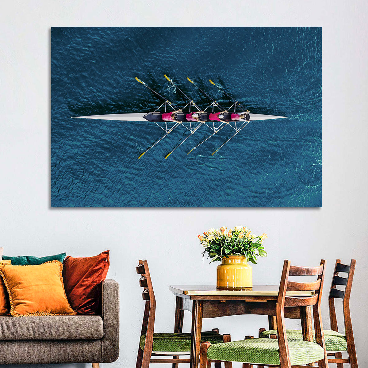 Four Rowers in Pink Shirts Wall Art