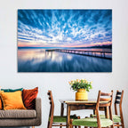 Cloudy Lake Pier at Dusk Wall Art
