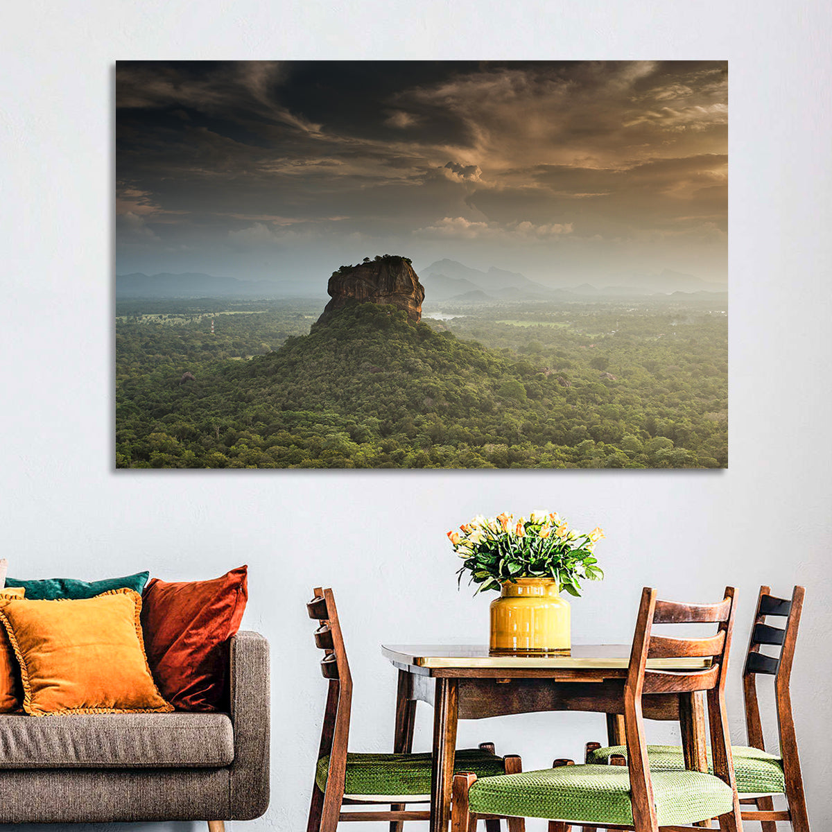 Sigiriya Lion Rock Wall Art in a room, landscape