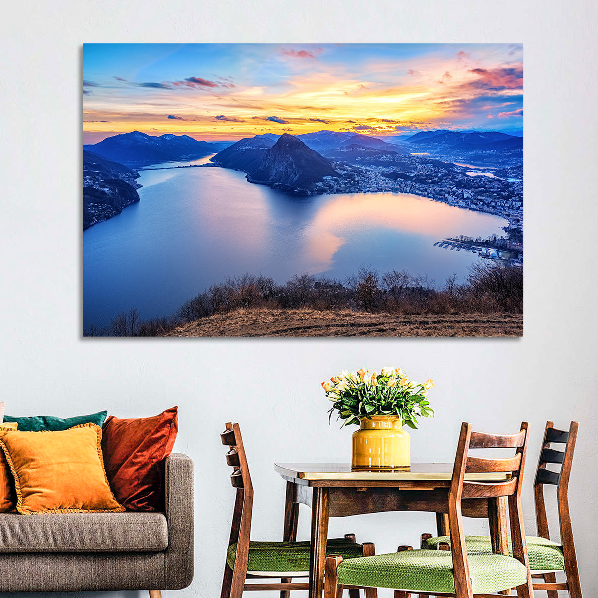 Sunset Over Lake Lugano Wall Art
