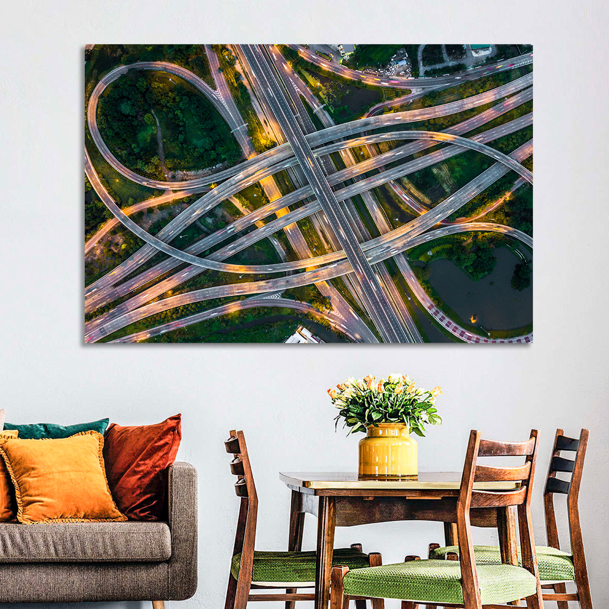 Expressway Junction at Dusk Wall Art in a room, landscape