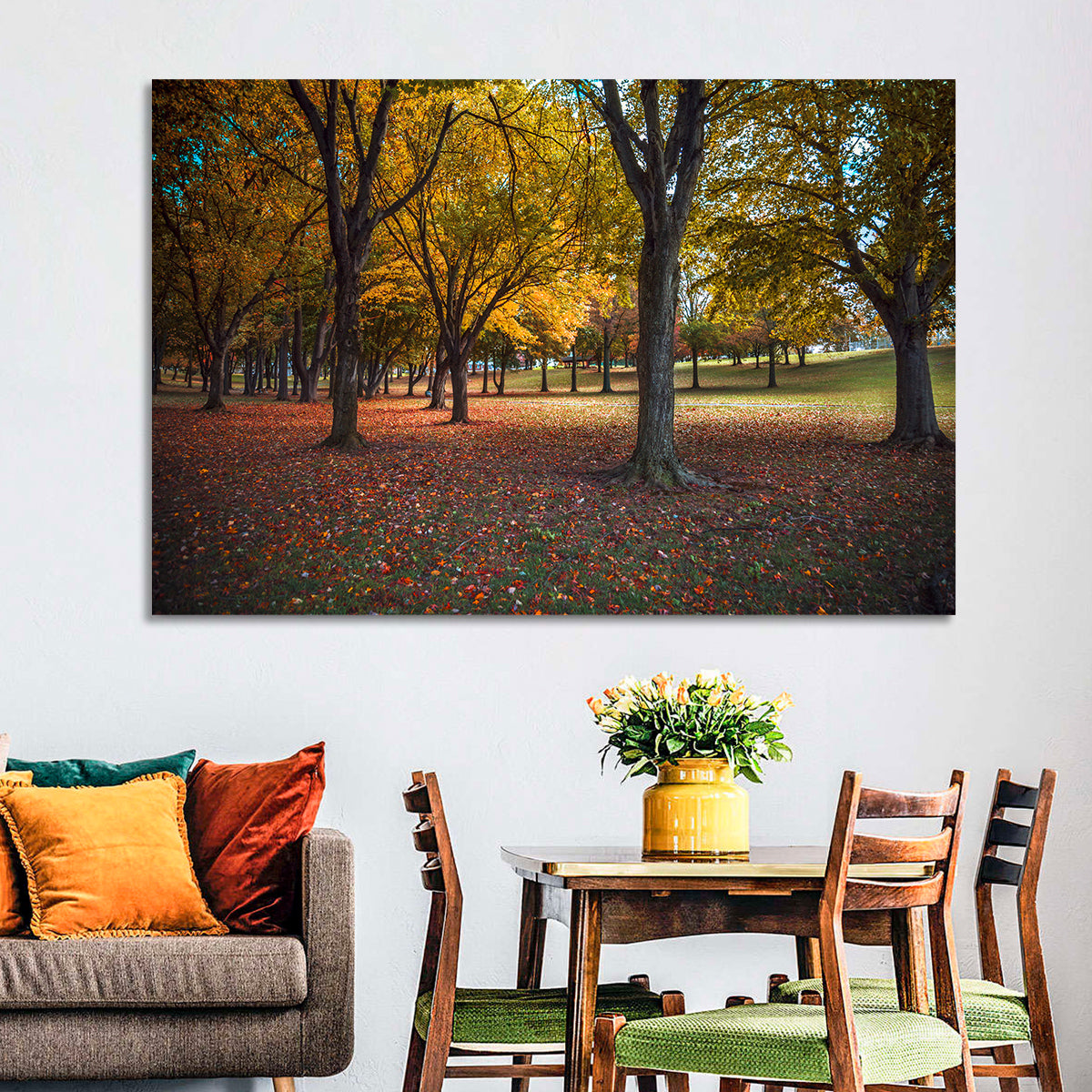 Autumn Park Trees, Pennsylvania Wall Art in a room, landscape