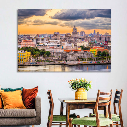 Havana Waterfront at Sunset Wall Art