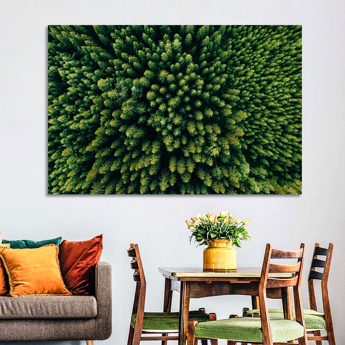 Aerial Conifer Canopy Wall Art in a room, landscape