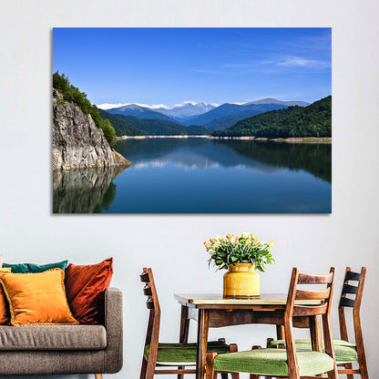 Cliffside Mountain Lake Reflection Wall Art