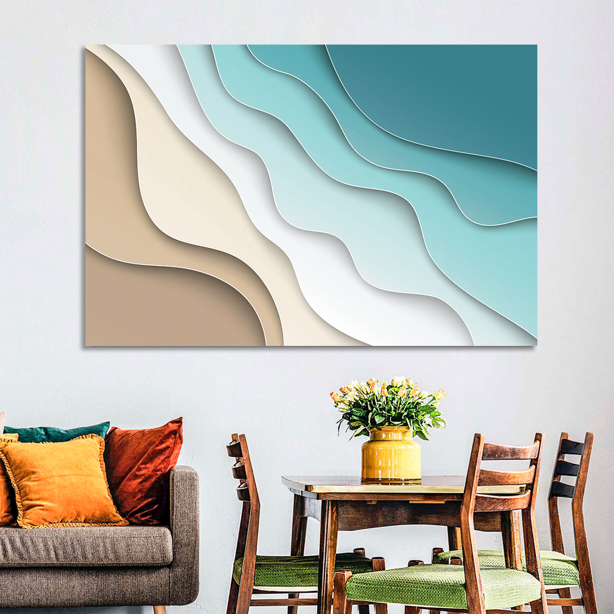 Aerial Beach Layers Wall Art in a room, landscape