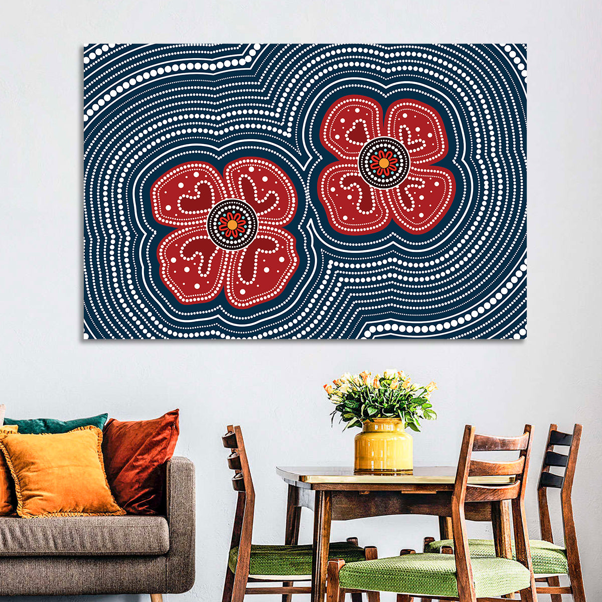 Aboriginal Poppy Duo Wall Art