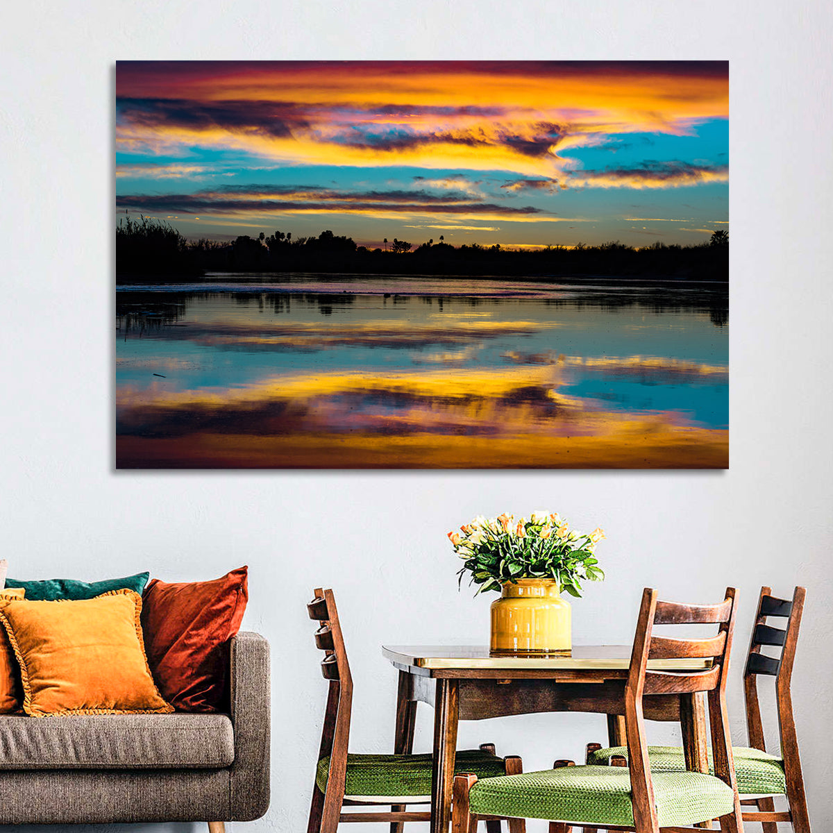 Colorado River Dusk Reflection Wall Art in a room, landscape