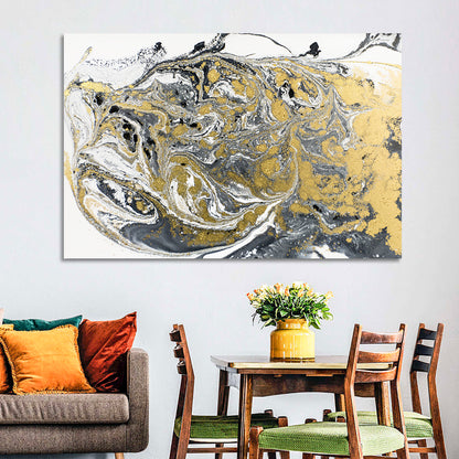 Metallic Gold Marbled Abstract Wall Art