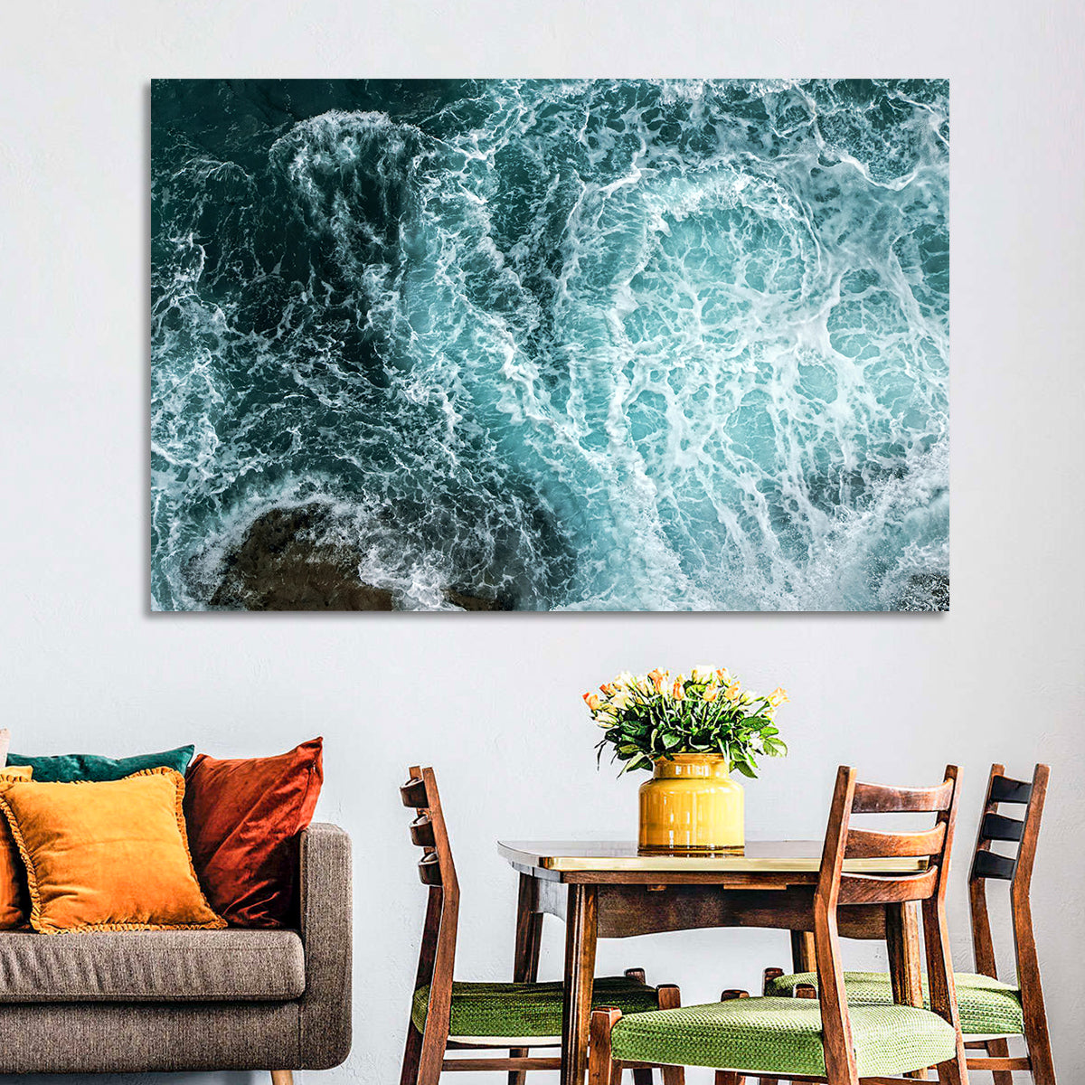 Aerial Ocean Waves with Sea Foam Wall Art
