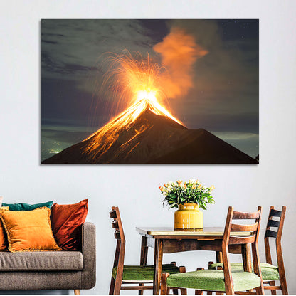 Starry Night Volcano Eruption Wall Art