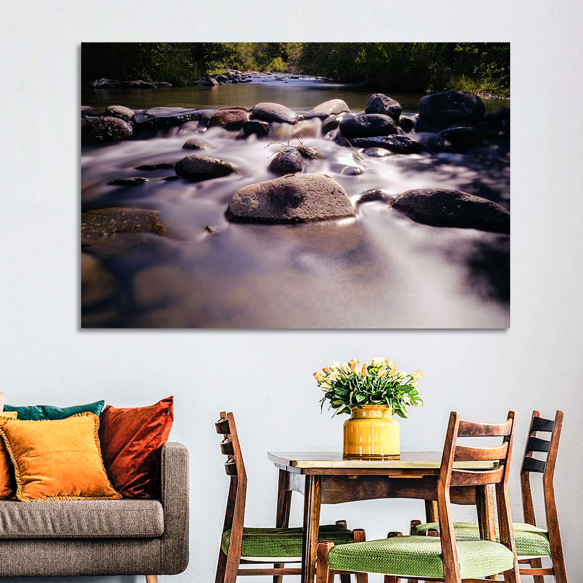 Truckee River Sunlit Rocks Wall Art