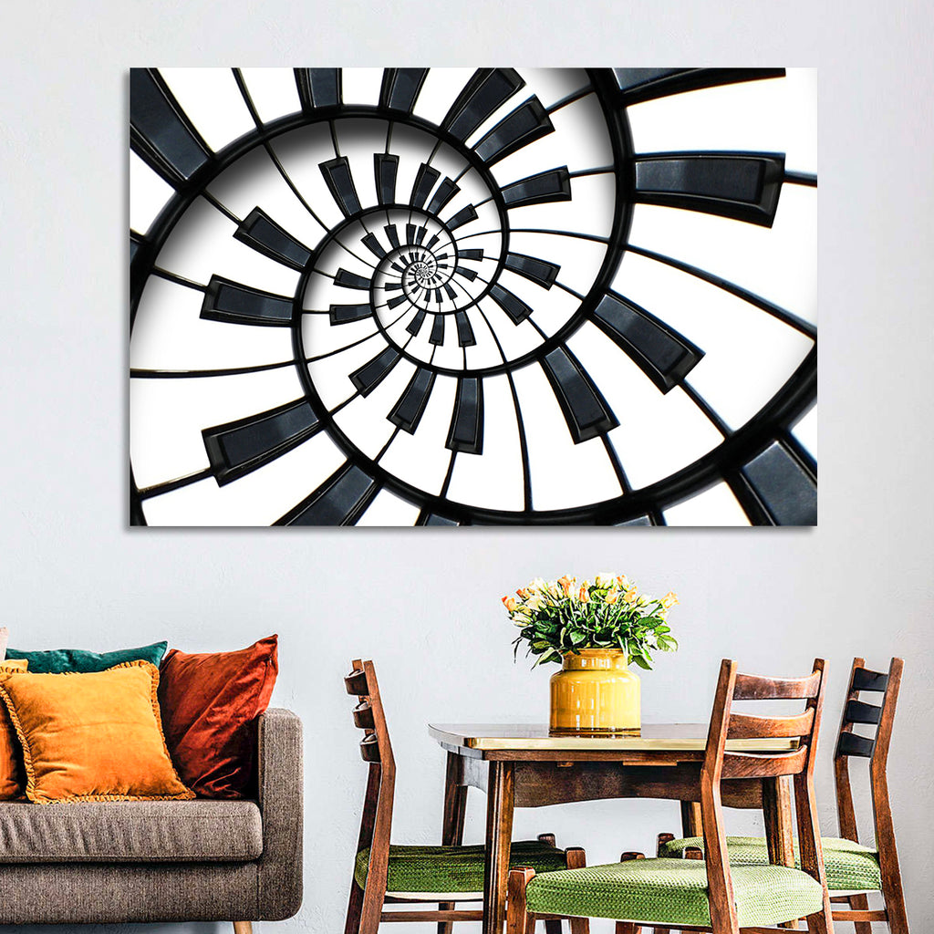 Recursive Spiral Piano Keys Wall Art