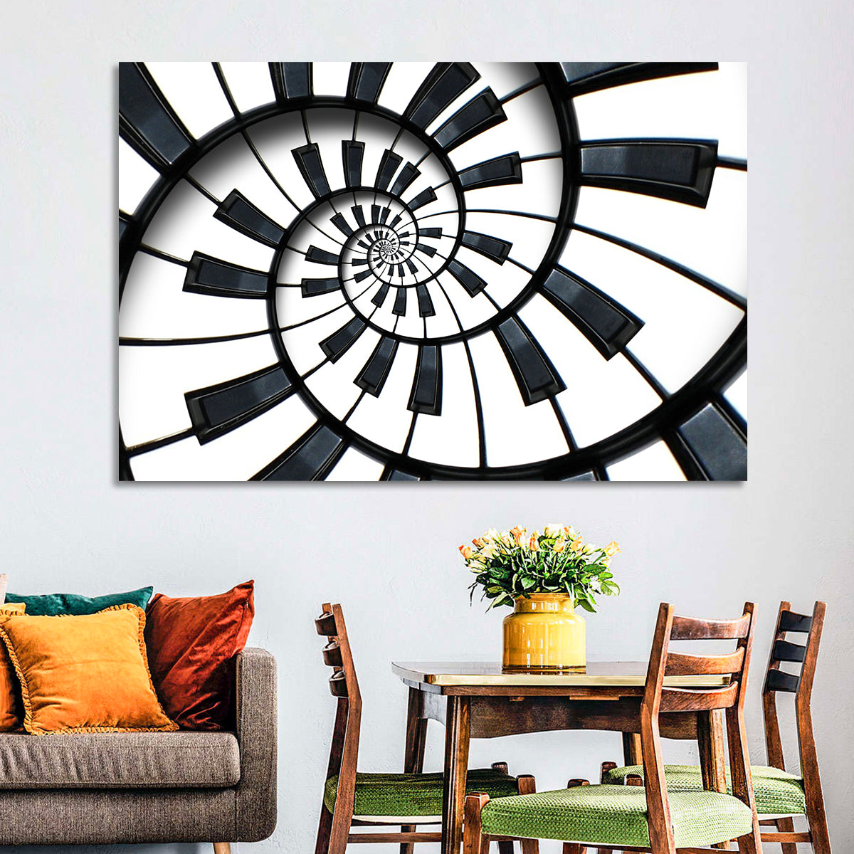 Recursive Spiral Piano Keys Wall Art