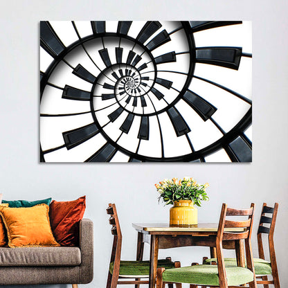 Recursive Spiral Piano Keys Wall Art