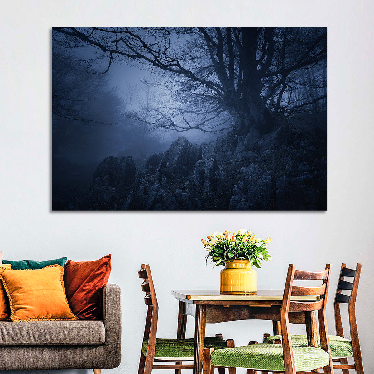 Gnarled Tree at Twilight Wall Art in a room, landscape