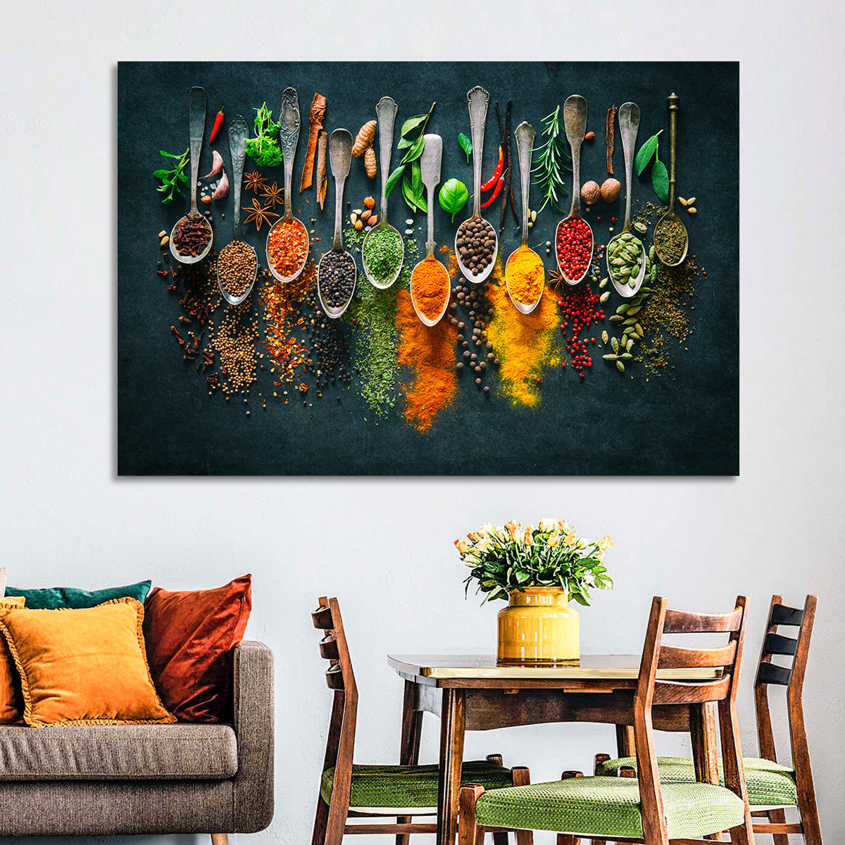 Assorted Spices and Spoons Wall Art