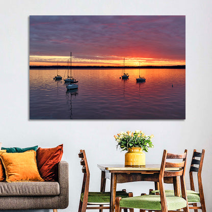 Lake Mendota Sailboats at Sunset Wall Art