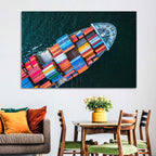 Container Ship Aerial View Wall Art