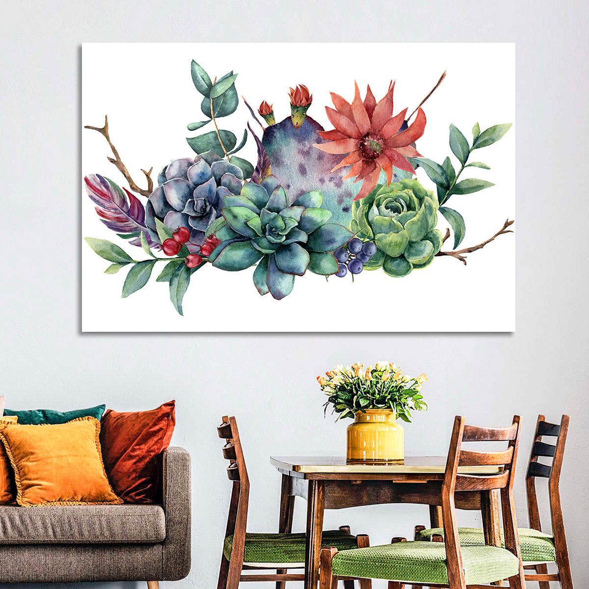 Succulent and Cactus Bouquet Wall Art