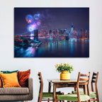 Fireworks Over Brooklyn Bridge Wall Art