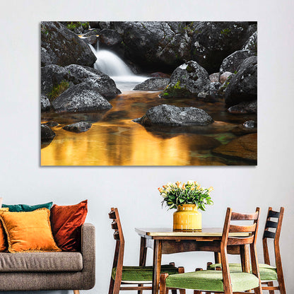 Golden Stream Waterfall Wall Art