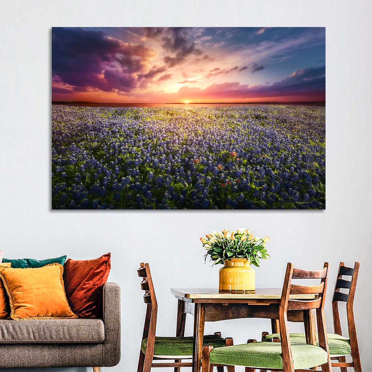 Texas Bluebonnet Sunset Wall Art