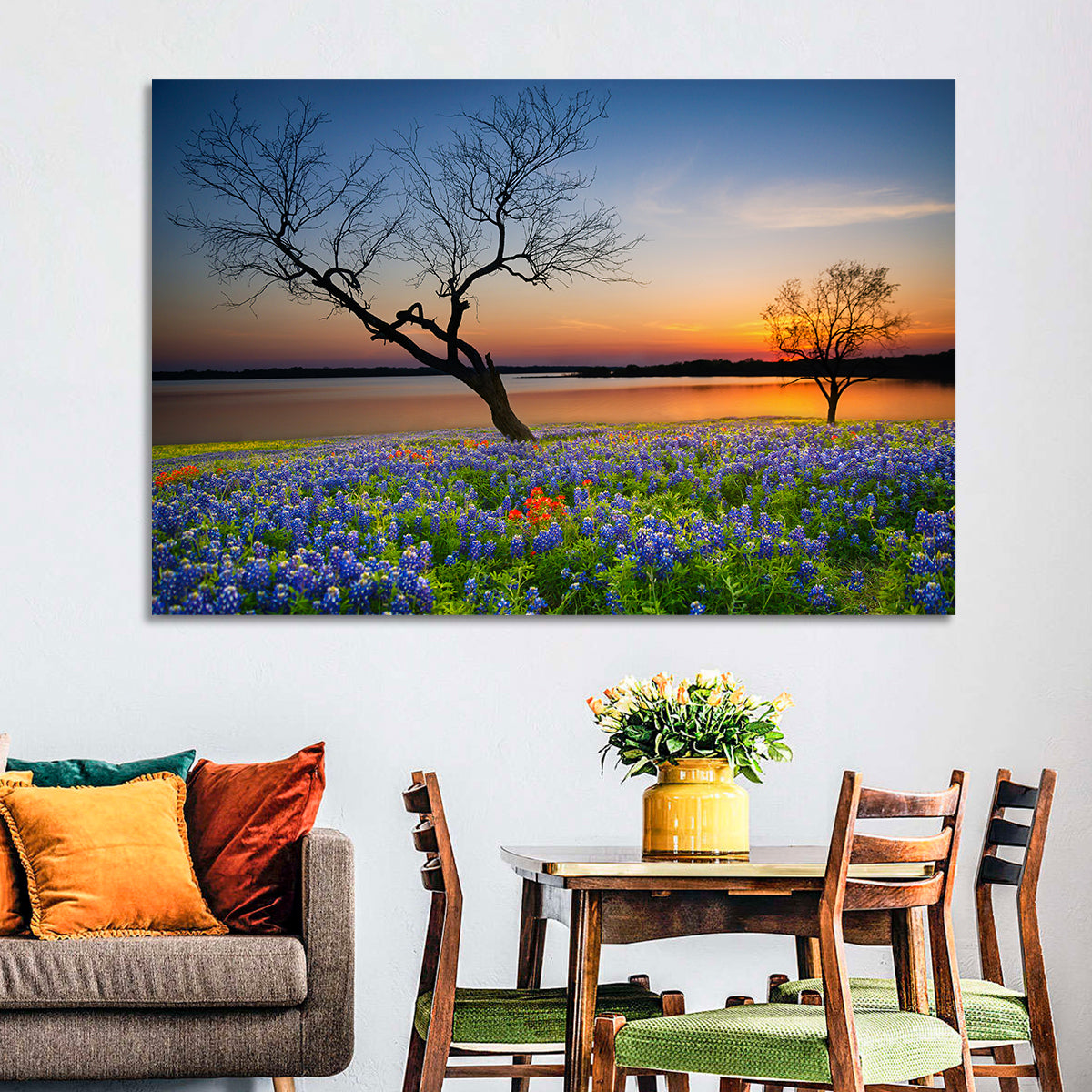Texas Bluebonnet Sunset Wall Art