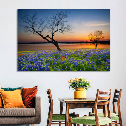 Texas Bluebonnet Sunset Wall Art