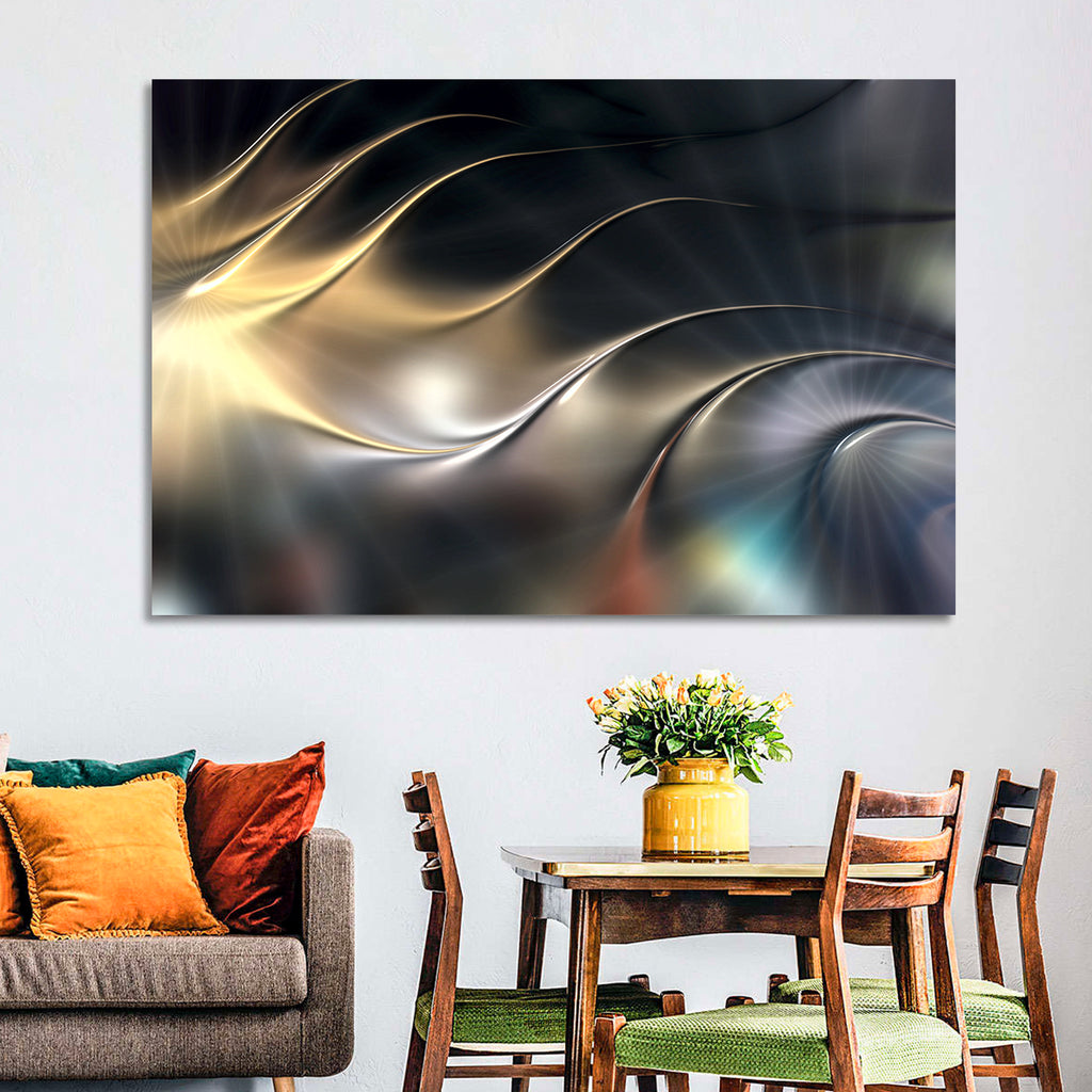 Luminous Metallic Wave Wall Art