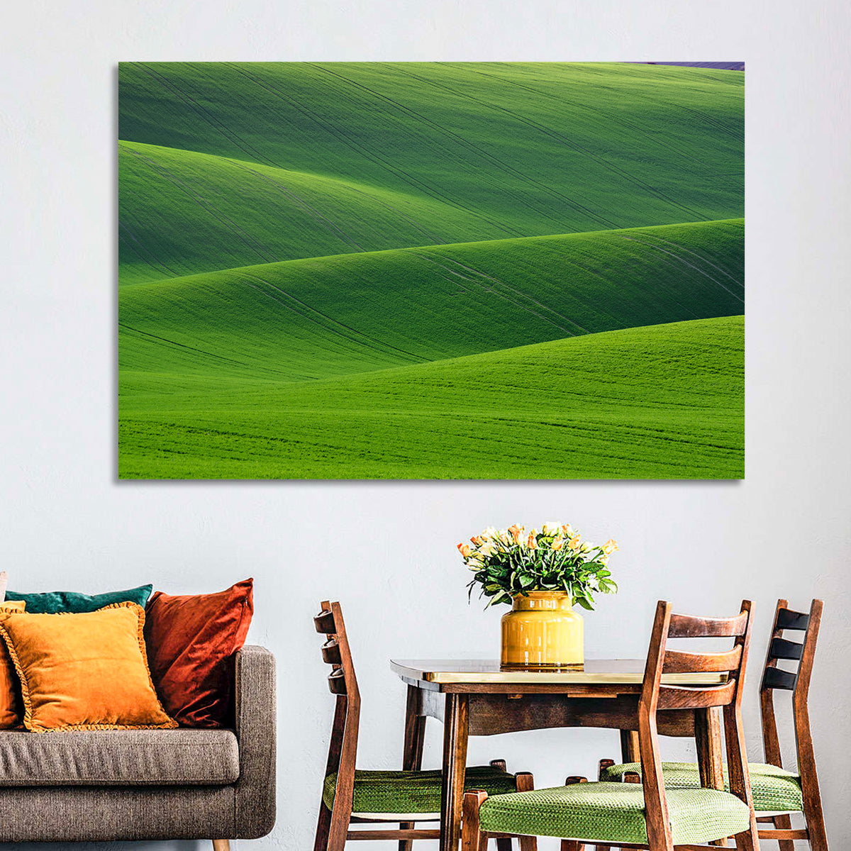Rolling Emerald Wheat Fields Wall Art