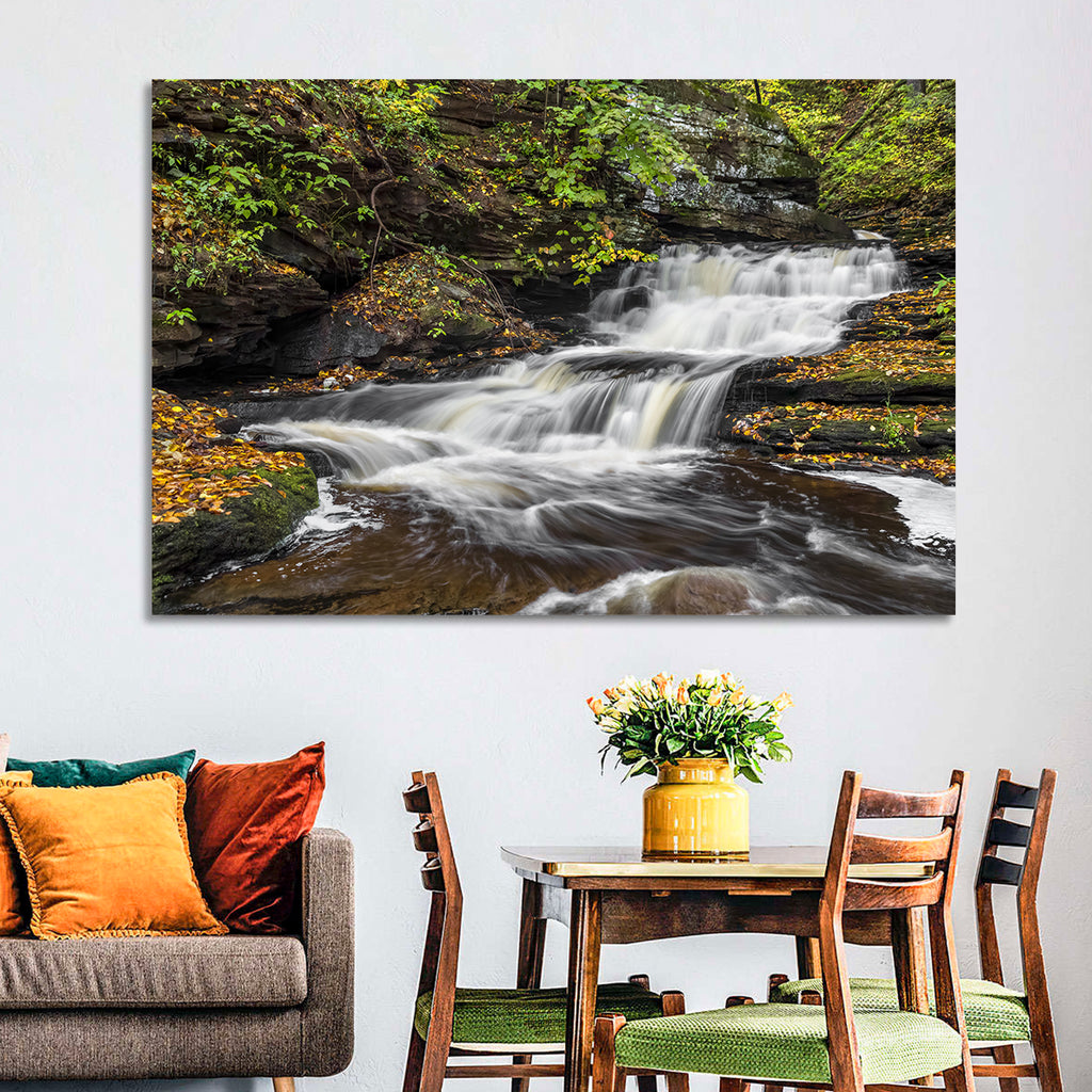 Cascading Autumn Waterfall Wall Art