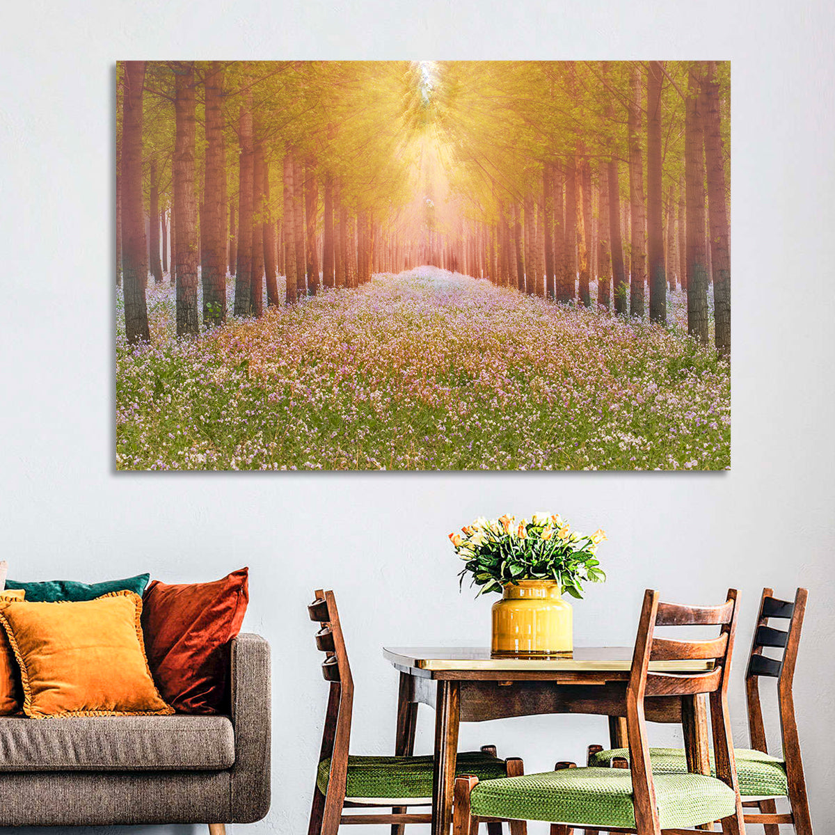 Golden Morning Forest Path Wall Art