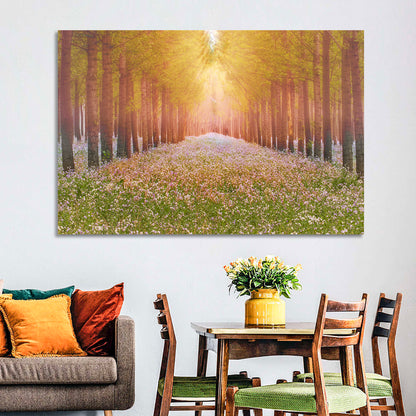 Golden Morning Forest Path Wall Art