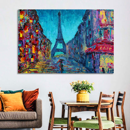 Rainy Paris Street with Eiffel Tower Wall Art