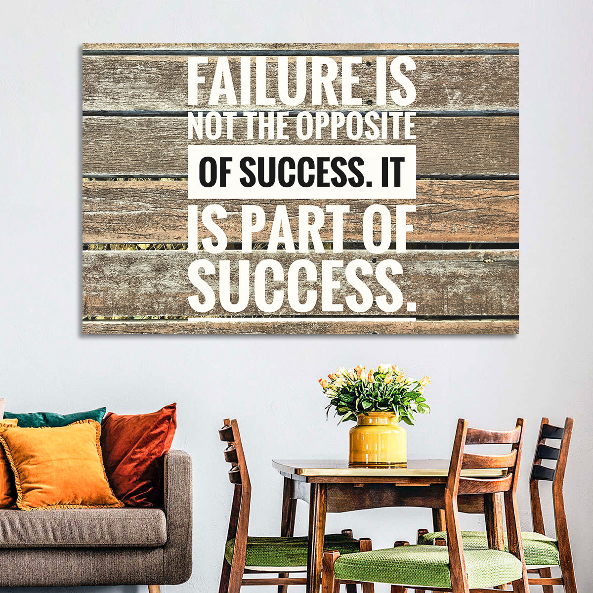 Failure Is Part of Success Rustic Typography Wall Art